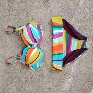 Blue Rod beattie striped bikini